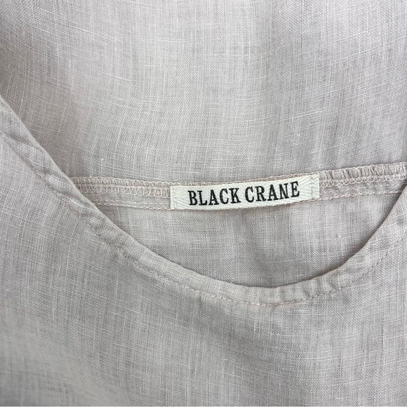 Black Crane pleated cocoon linen midi Dress S - Picture 6 of 9